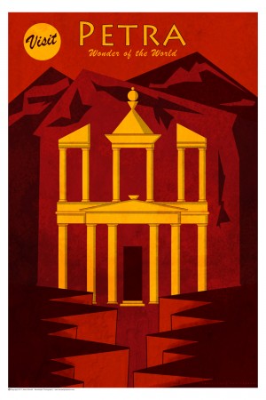 Visit Petra Wonder of the World Travel Poster